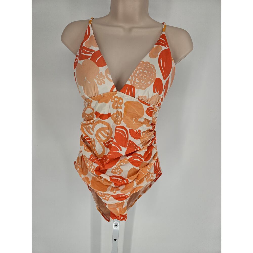 Le Weekend Virginia Johnson Womens Sz M One Piece Swimsuit Orange Fruit Print